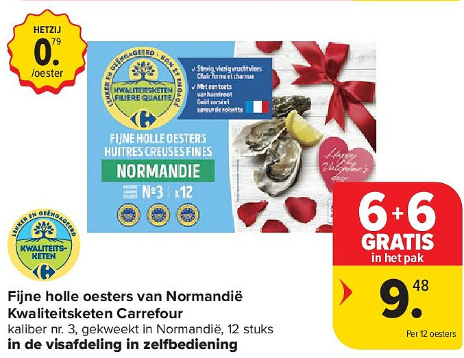 Fijne holle oesters van Normandië Kwaliteitsketen Carrefour