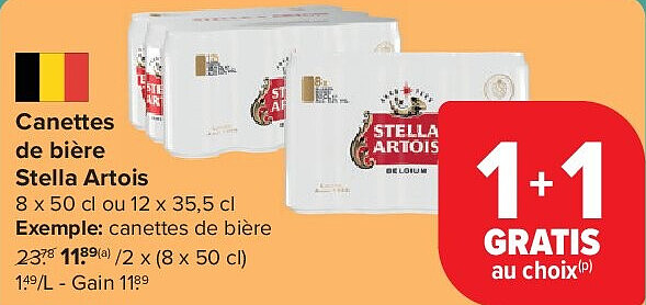 Canettes de bière Stella Artois 2 x (8 x 50 cl)