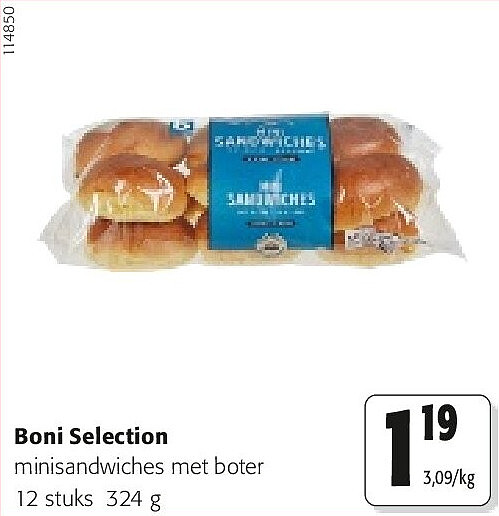 Boni Selection minisandwiches met boter 12 stuks 324 g