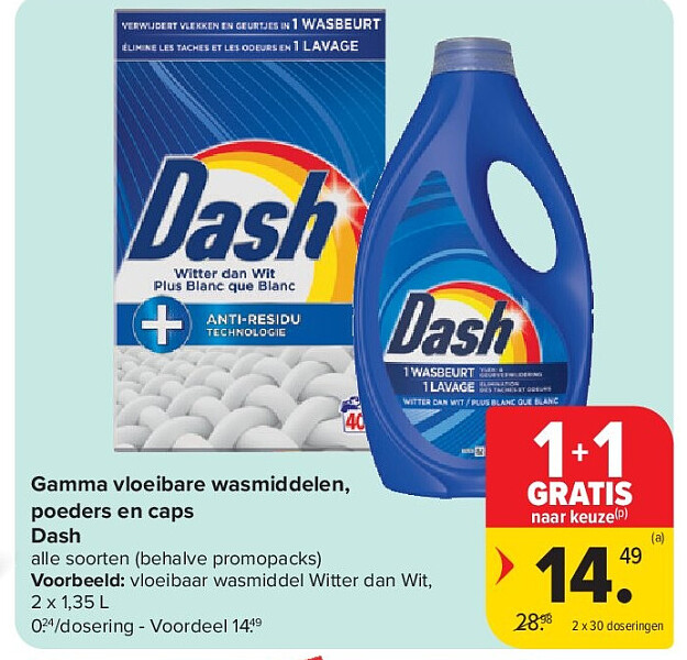 Gamma vloeibare wasmiddelen, poeders en caps Dash