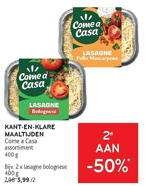 KANT-EN-KLARE MAALTIJDEN Come a Casa assortiment 400 g