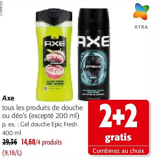 Axe tous les produits de douche
