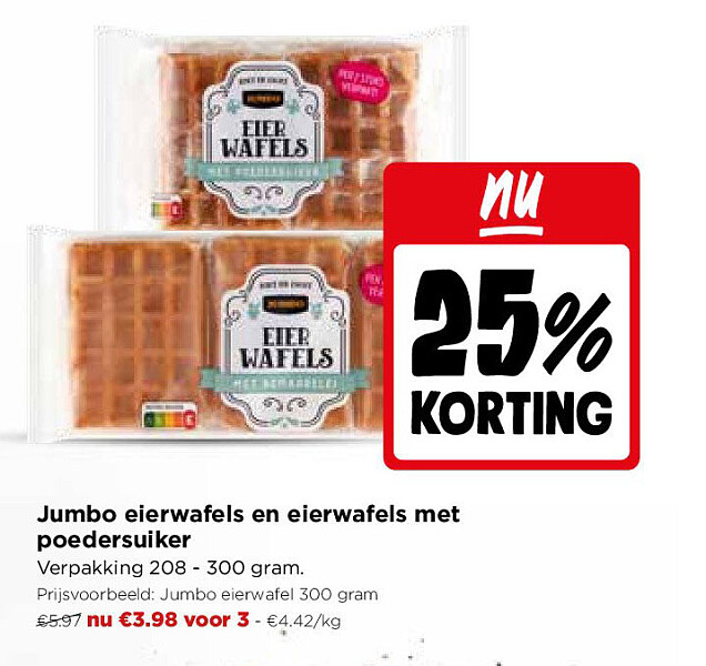 Jumbo eierwafels en eierwafels met poedersuiker