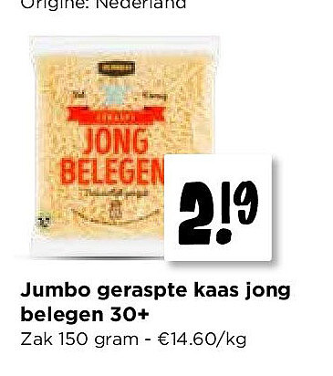Jumbo geraspte kaas jong belegen 30+