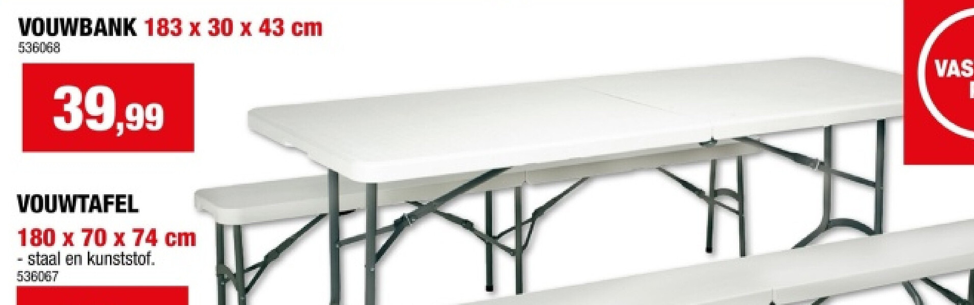 VOUWBANK 183 x 30 x 43 cm