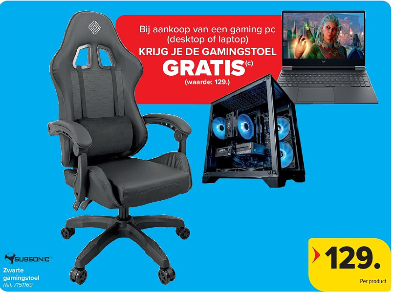Zwarte gamingstoel