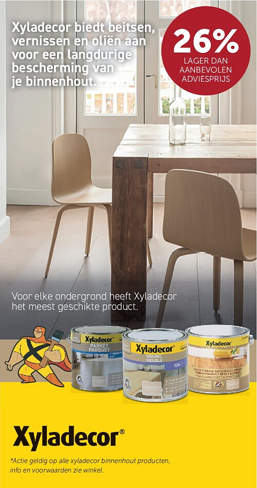 Xyladecor biedt beitsen, vernissen en oliën aan voor een langdurige bescherming van je binnenhout.