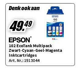 Epson 102 EcoTank Multipack Zwart-Cyaan-Geel-Magenta Inktcartridges