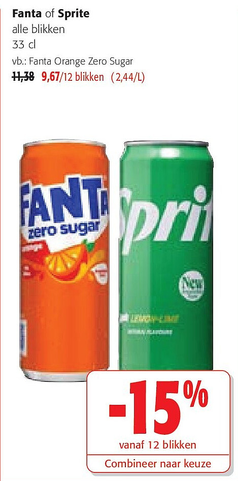 Fanta of Sprite alle blikken 33 cl