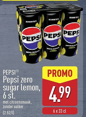 Pepsi zero sugar lemon, 6st.