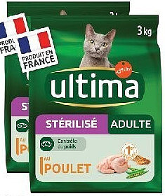 Croquettes pour chat stérilisé au poulet Ultima 3 kg