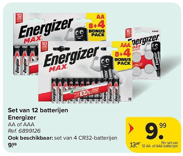 Set van 12 batterijen Energizer