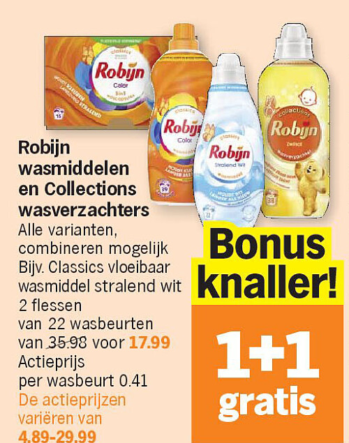 Robijn wasmiddelen en Collections wasverzachters