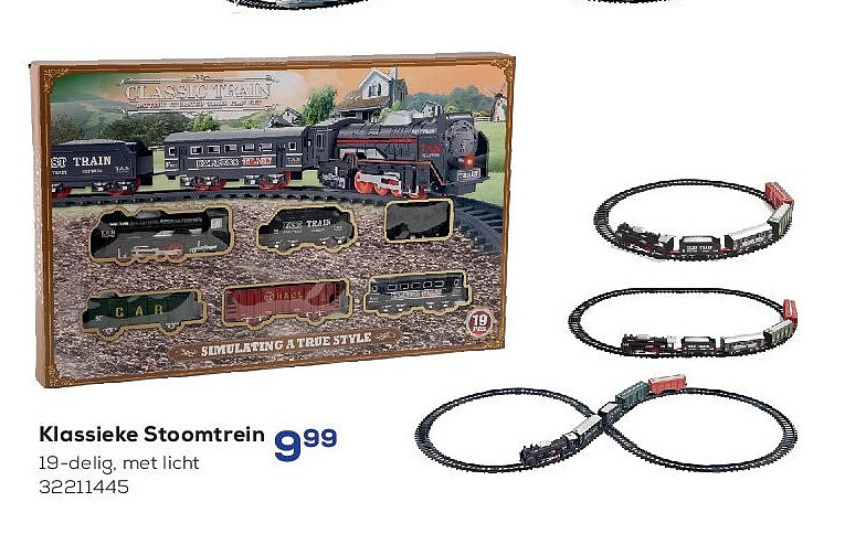 Klassieke Stoomtrein 19-delig, met licht