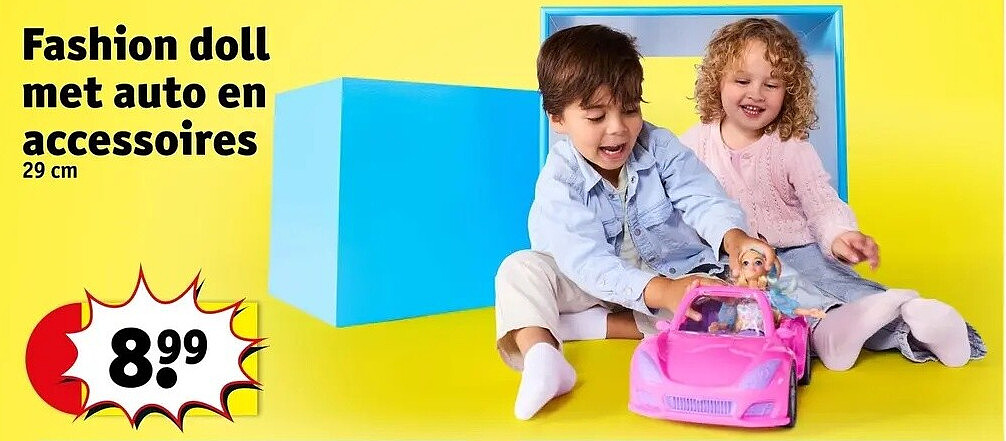 Fashion doll met auto en accessoires