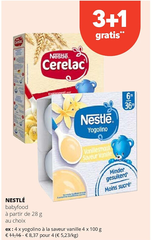 NESTLÉ yogolino à la saveur vanille 4 x 100 g