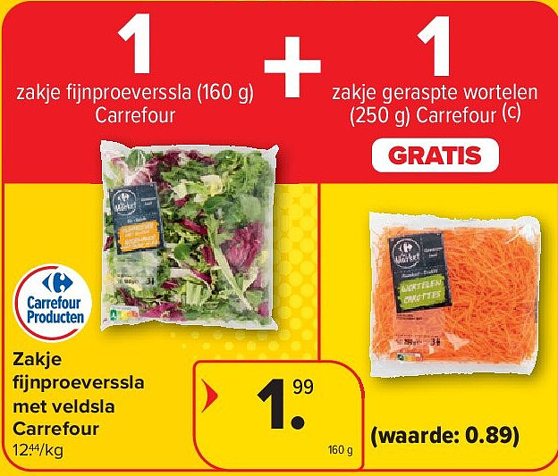 Zakje fi jnproeverssla met veldsla Carrefour