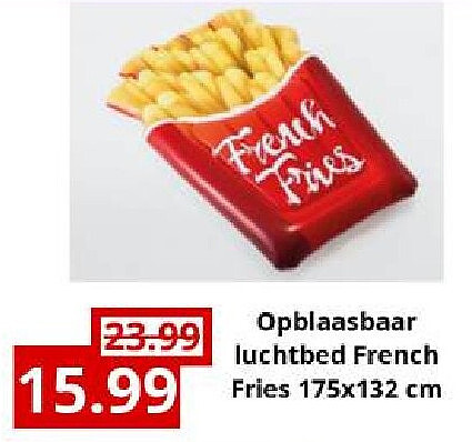 Opblaasbaar luchtbed French Fries 175x132 cm