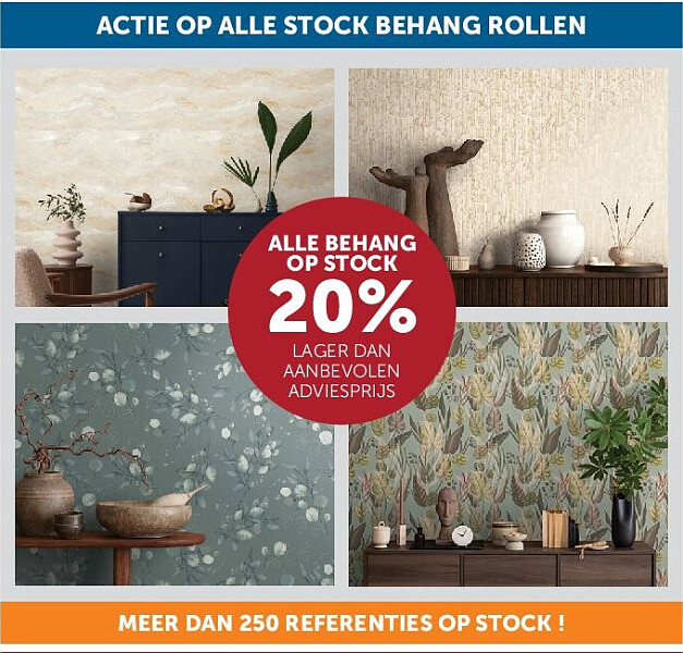 ACTIE OP ALLE STOCK BEHANG ROLLEN