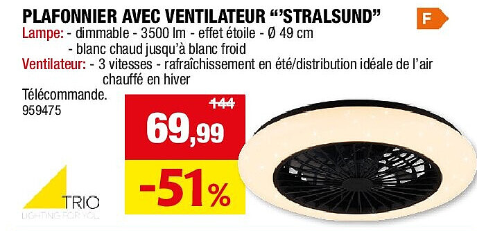 PLAFONNIER AVEC VENTILATEUR “’STRALSUND”