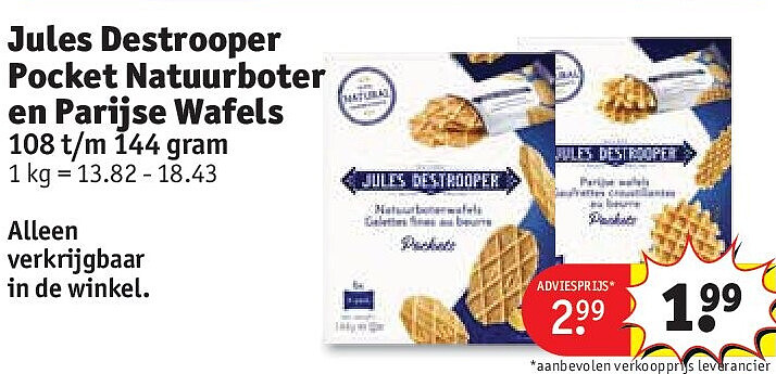 Jules Destrooper Pocket Natuurboter en Parijse Wafels