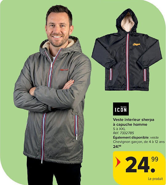 Veste interieur sherpa à capuche homme