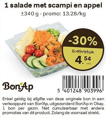 1 salade met scampi en appel