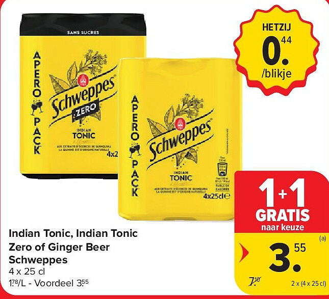 Indian Tonic, Indian Tonic Zero of Ginger Beer Schweppes