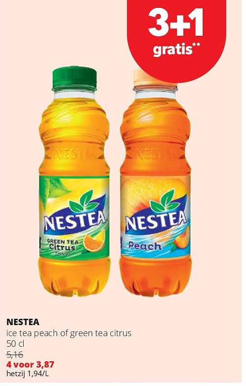 NESTEA ice tea peach of green tea citrus 50 cl