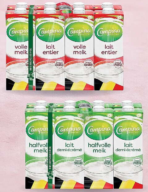 Lait demi-écrémé ou entier 8 x 1 l
