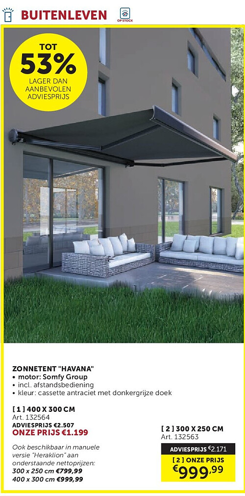 ZONNETENT "HAVANA" 300 X 250 CM