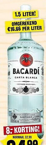 Bacardi Carta Blanca 1,5 liter