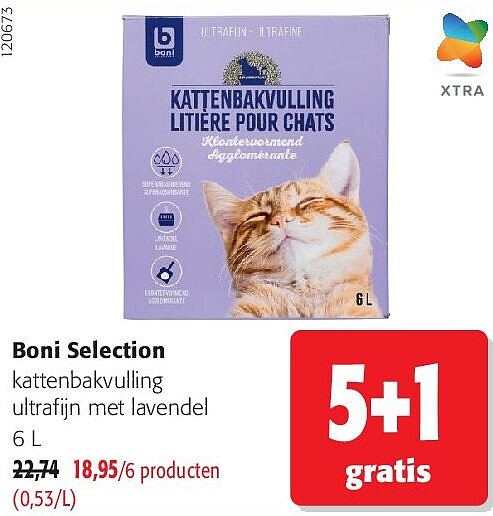 Boni Selection kattenbakvulling ultrafijn met lavendel 6 L