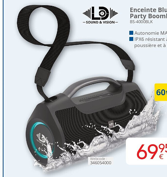 Enceinte Bluetooth Party Boombox BS-0400BLK