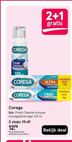 Corega Fresh Cleanse mousse kunstgebitreiniger 125 ml