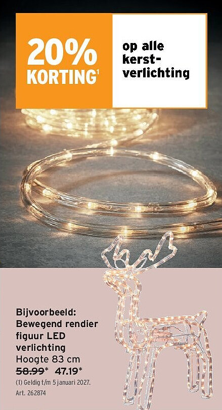 Bewegend rendier figuur LED verlichting, hoogte 83 cm