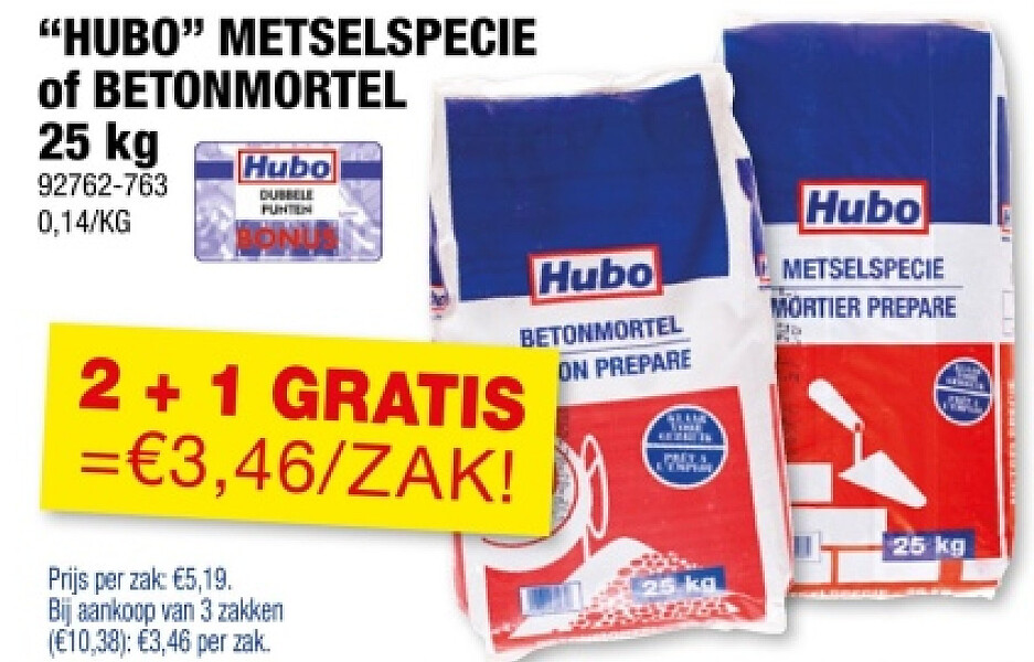 "HUBO" METSELSPECIE of BETONMORTEL 25 kg