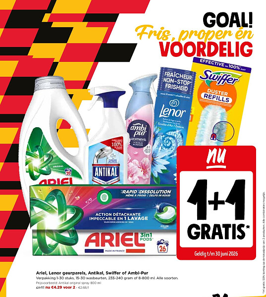 Ariel, Lenor geurparels, Antikal, Swiffer of Ambi-Pur