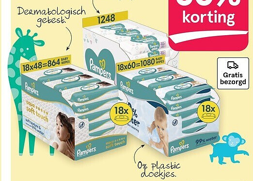 Pampers megaboxen doekjes 18- en 24 pakken