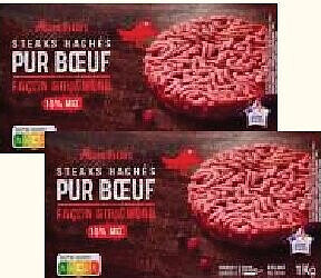 Steaks hachés pur boeuf façon bouchère surgelés Auchan