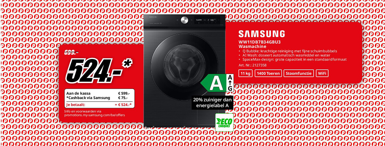 Samsung WW11DB7B34GBU3 Wasmachine