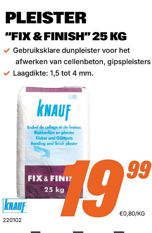 PLEISTER “FIX & FINISH” 25 KG
