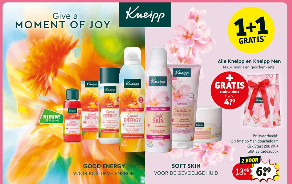2 x Kneipp Men douchefoam Kick Start 200 ml + GRATIS cadeaubox