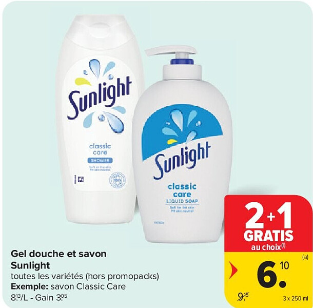 Gel douche et savon Sunlight 3 x 250 ml