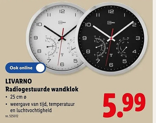 LIVARNO Radiogestuurde wandklok