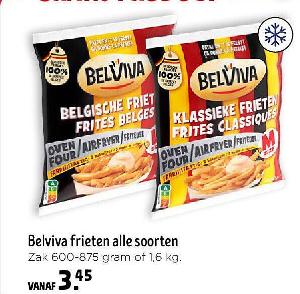 Belviva frieten alle soorten