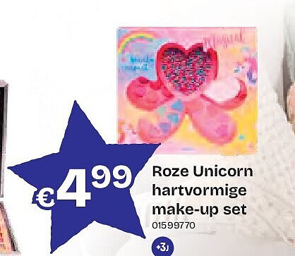 Roze Unicorn hartvormige make-up set