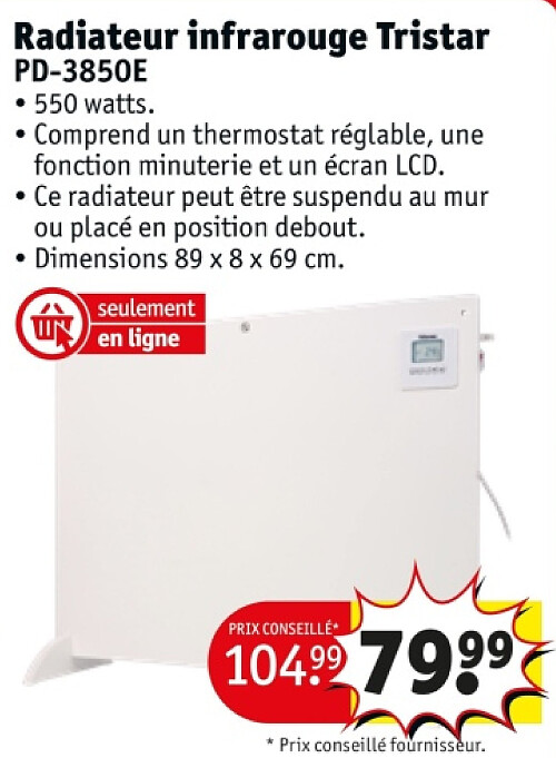 Radiateur infrarouge Tristar PD-3850E
