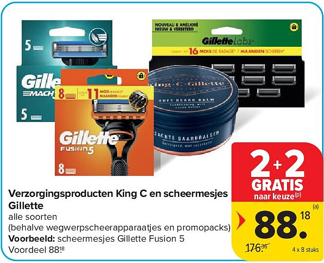 Verzorgingsproducten King C en scheermesjes Gillette