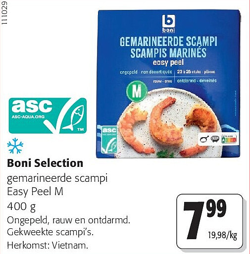 Boni Selection gemarineerde scampi Easy Peel M 400 g